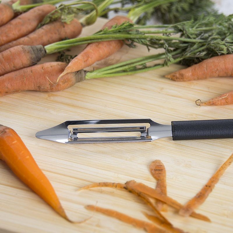 Rada Cutlery Vegetable Peeler Blade Stainless Steel Resin, Made in the USA, 7-1/4 Inches, Black Handle
