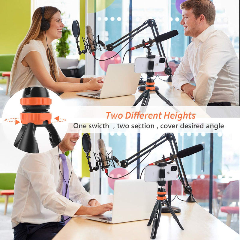 Small Tripod, Premium Tabletop Phone Tripod Stand with 360 Degree Rotatable Ball-Head and Remote Control, Portable Tripod for Phone/Webcam/Gopro/Projector