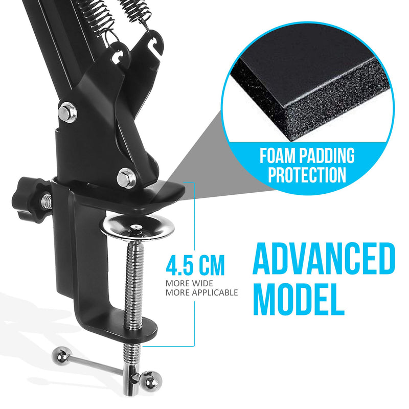 LIVIVO Professional Adjustable Microphone Desktop Arm –Folding Scissor Suspension Stand Holder with Solid Boom Mic Clip