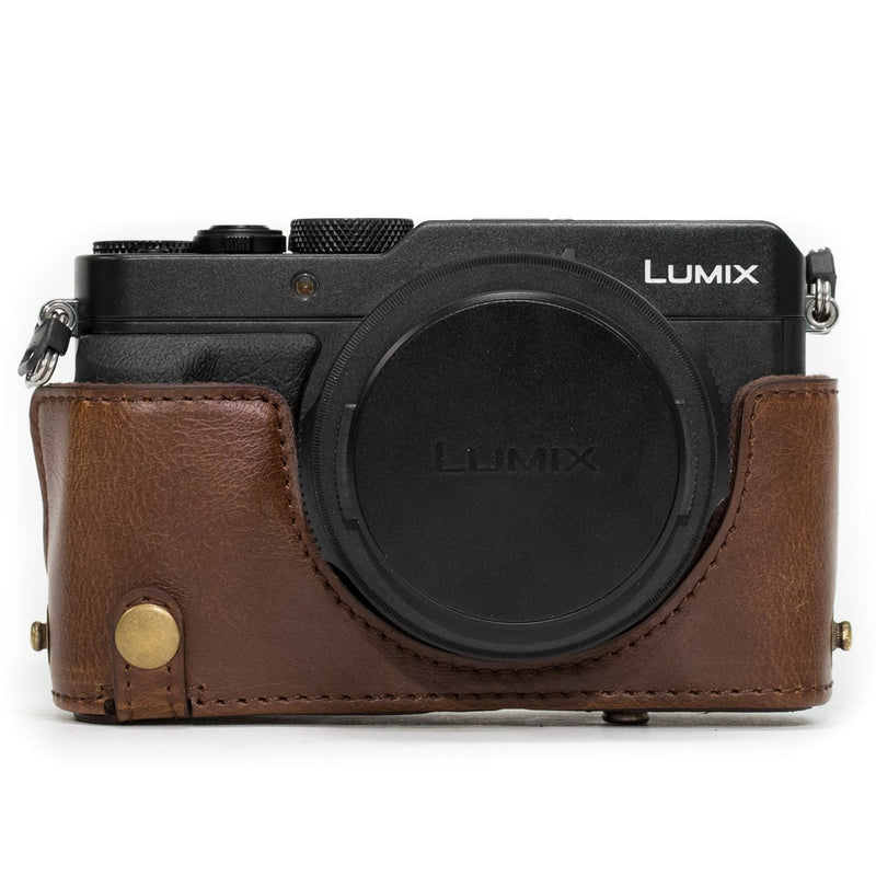 MegaGear Ever Ready Protective Leather Camera Case, Bag for Panasonic LUMIX LX100, DMC-LX100 Camera (Dark Brown)