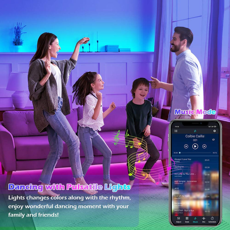 [AUSTRALIA] - 65.6ft/20M Led Strip Lights, Long Smart Music Sync 5050 RGB Color Changing Light Strip Bluetooth APP/IR Remote/Switch Box Control Rope Lights LED Lights for Bedroom,Party,Home Decoration,Festival 65.6FT (APP+Remote+Mic+3 Button) 