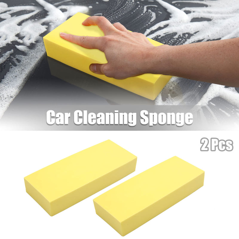 [AUSTRALIA] - uxcell 2Pcs 7" x 2.76" x 1.2" Car Wash Sponge Soft Sponge PVA Water Absorbing Foam Sponge for Car Washing Cleaning Yellow 