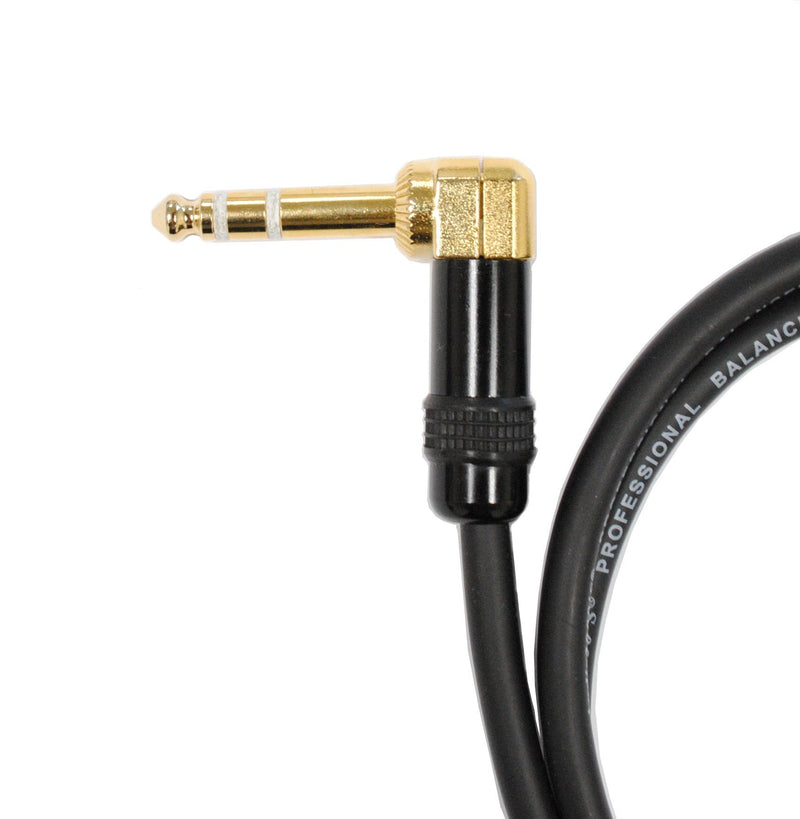 Audio2000's C25000P2 TRS Right Angle Cable (0.5 Feet 2 Pack)