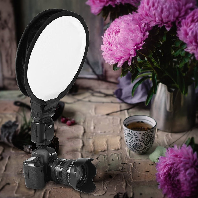 Photography Softbox,Portable Multi-Function Ring Flash Diffuser Speedlite Mini Round Beauty Dish For Speedlight Flashlight Suitable for Macro Photography(30cm)
