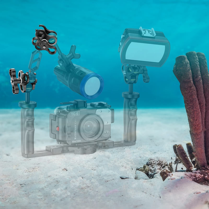 [AUSTRALIA] - Sea frogs Diving Essential Accessory Ball Arm Clamp Three Cut Out Hole Lighting Arm System Fixed Mount Waterproof Case Tray Attachment CP-3 Three Cut Out Hole Clamp 