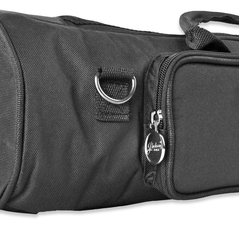 Flexzion Senior Trumpet Gig Bag Case Durable Soft Nylon Padded Portable Instrument Accessory with Double Zippers and Adjustable Shoulder Strap in Black