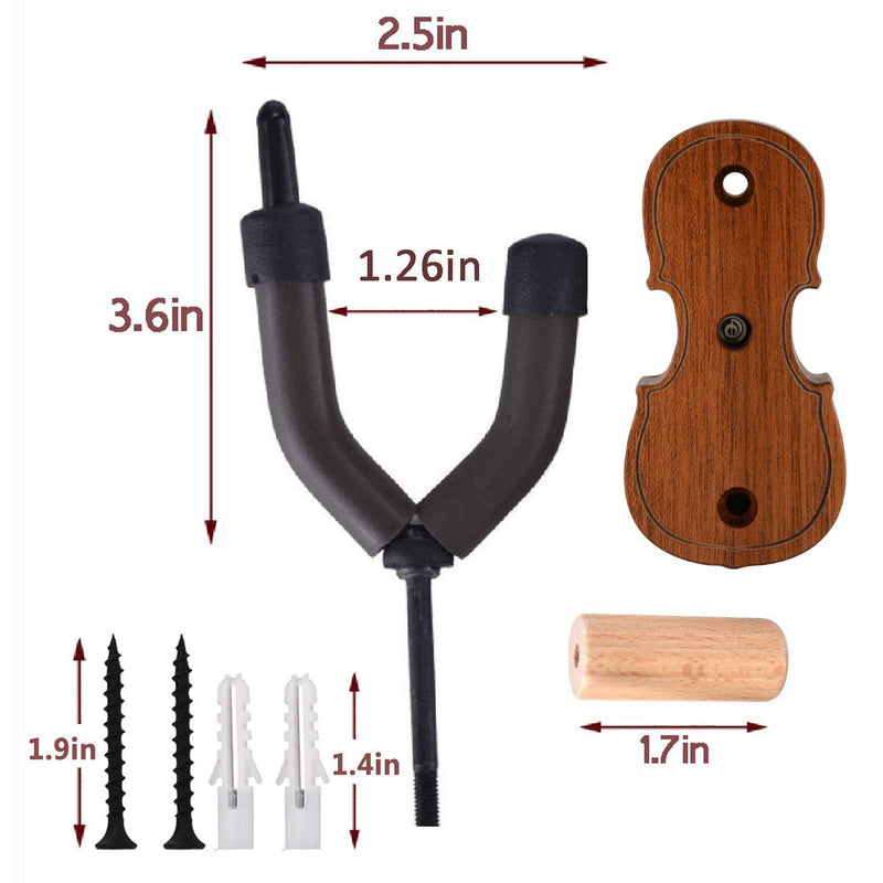 [AUSTRALIA] - Rosewood Violin Wall Hanger with Bow Hook Home & Studio Wall Mount Violin Stand (Rosewood MA-R5) Rosewood MA-R5 