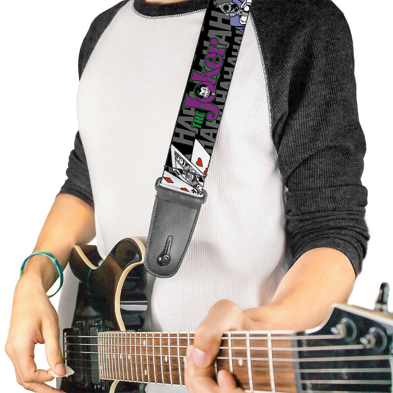 Buckle-Down GS-WJK003 Guitar Strap - The Joker Pose/Cards/HAHAHAHA Black/Gray - 2" Wide - 29-54" Length