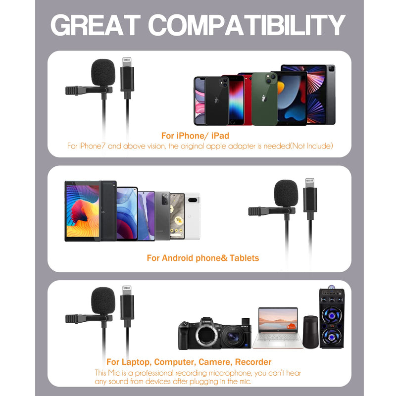 [AUSTRALIA] - Enbiawit Professional lavalier Microphone for iPhone, Condenser Microphone for Phone Recording and Video Recording, lavalier Microphone for YouTube, interviews, Meetings, and with iPhone/iPad/iPod 