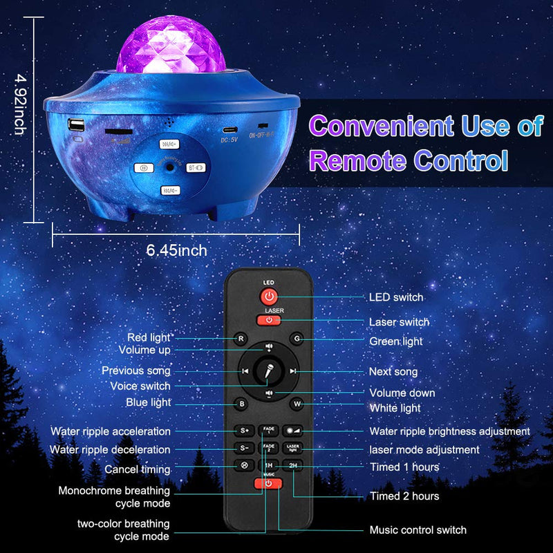 Star Projector, CrazyFire Smart Galaxy Projector with Music Bluetooth Speaker, Ocean Wave Night Light Nebula Cloud Ceiling Projector, Remote/APP/Voice Control for Kids Adults Gift Bedroom Party Decor