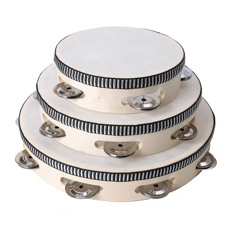 [AUSTRALIA] - Tambourine 6 Inch, Hand Held Drum with Single Row Metal Bell,Wooden Hand Percussion Music Instruments for Kids,Teaching,Party Games 6 inch Natural 