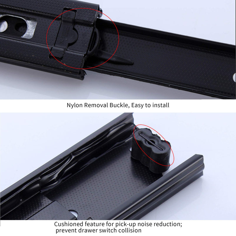 GLE2016 A Pair of Black Metal Quiet Ball Bearing Full Extension 3 Section Drawer Slide, Side Mount 32.5cm/13 Inch