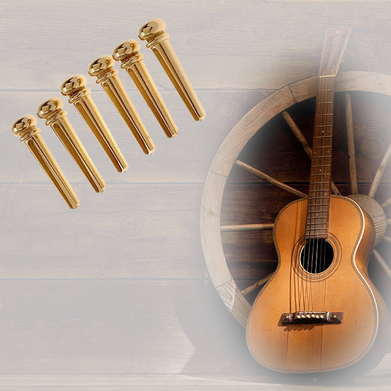 Amadget Guitar Bridge Pins 6pcs Brass Endpin for Acoustic Guitar With Guitar Bridge Pin Puller