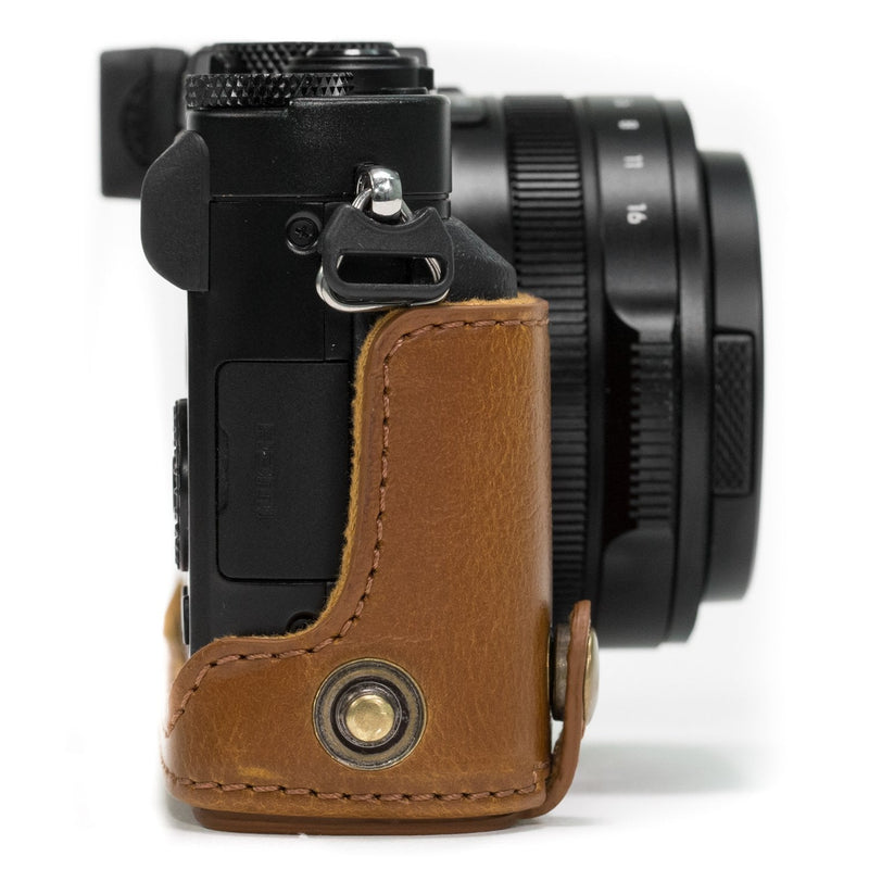 MegaGear Ever Ready Protective Leather Camera Case, Bag for Panasonic LUMIX LX100, DMC-LX100 Camera (Light Brown) (Model: MG663)