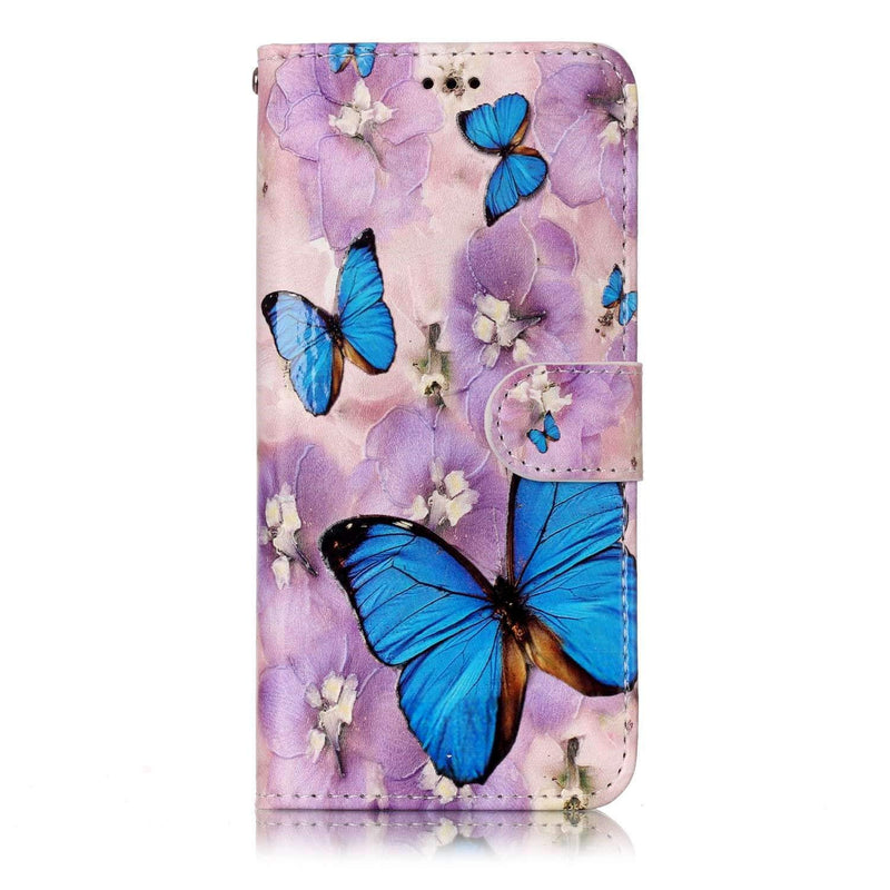 [AUSTRALIA] - PHEZEN Case for Samsung Galaxy A70 Wallet Case,Retro Art Paint PU Leather Bookstyle Magnetic Stand Flip Folio Case Full Body Protective Phone Case Cover for Galaxy A70 - Flower Butterfly 