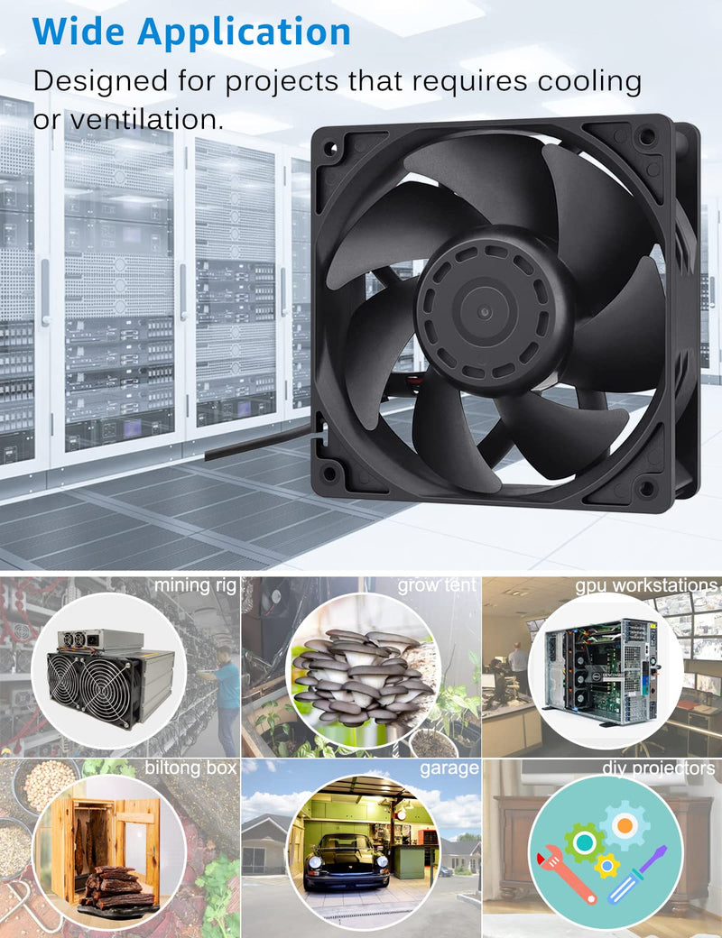 GDSTIME 120mm High Airflow 12V Fan w/Variable Speed Controller 110V 120V 220V AC Powered for DIY Cooling Mining Rig Case Server Cabinet Grow Tent GPU Workstations Ventilation