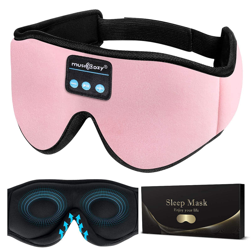 MUSICOZY Sleep Headphones Bluetooth 5.2 Headband Sleeping Headphones Eye Mask for Women Men, Wireless Music Mask Built-in Speakers Microphone Adjustable Strap for Side Sleeper Travel Office, Pack of 2