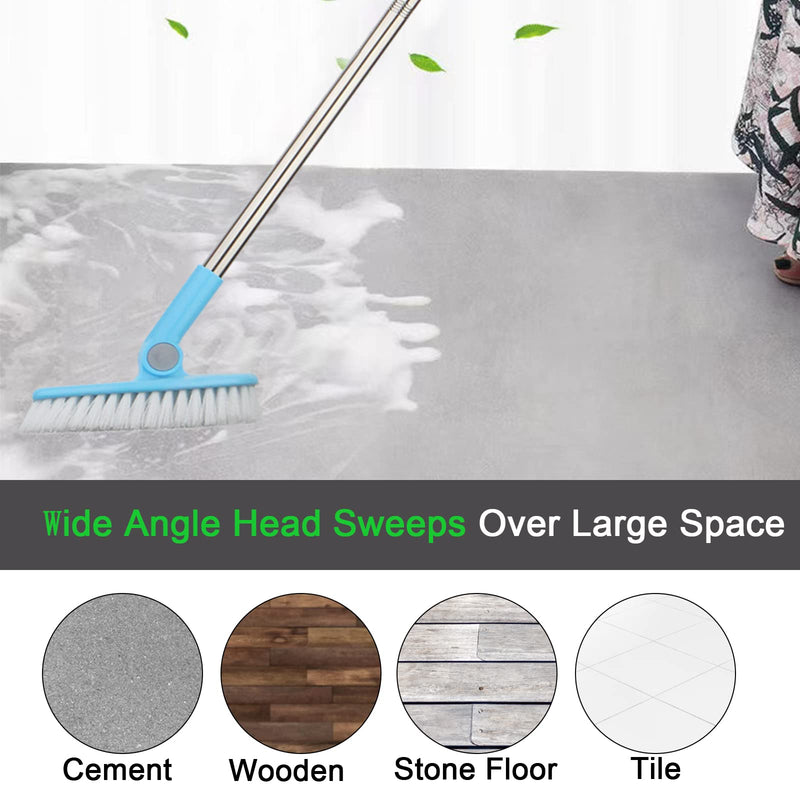 1 Piece Scalable Rotatable Long Extendable Handle Removable Tub/Bathroom/Tile/Scrub Brush Scrubber Telescopic Lightweight Alloy Handle Detachable (Blue) Blue