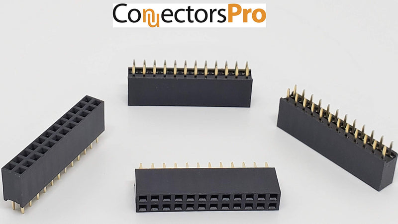 Connectors Pro 25-Pack 24P 2.54mm 0.1" Pitch PCB Female Pin Headers 2x12 Dual Rows 24 Pins Female Sockets to Male Straight PCB DIP, Double Rows PC Board Through-Board Strip (2x12-24P-25PK) 2x12-24P-25PK