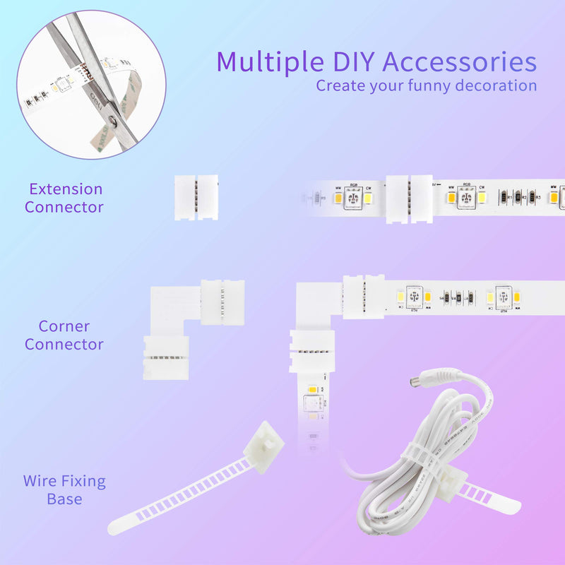 Tatazone 16.4FT RGBWW WiFi Smart Led Strip Lights, 2700K-6500k Warm White Cool White Led Light Strips with Alexa Google, Music Sync Color Changing Led Lights for Mirror Bedroom, Kitchen, Room, TV 16.4 ft