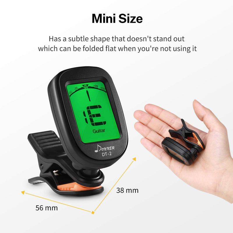 Donner Guitar Tuner Clip on-Accurate Chromatic,Acoustic Guitar Bass Violin Ukulele Tuner DT-2