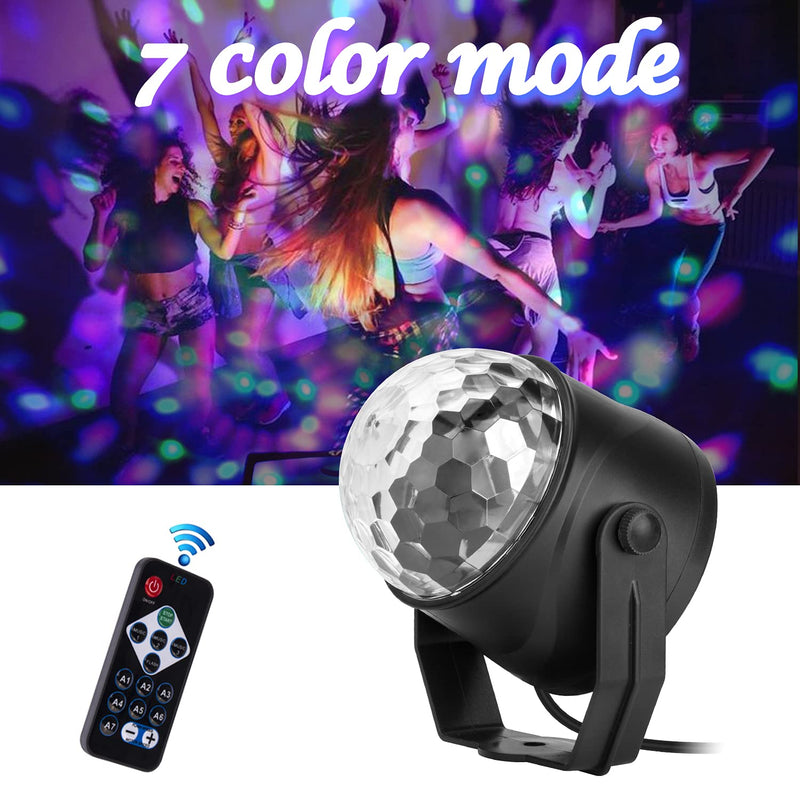 Disco Party Ball Lights, Sound Activated Party Lights with Remote Control USB Cable and Suction Mount 7 Color RGB Dance Disco Strobe Light for Car Kids Birthday Parties Xmas Wedding(2 pack) Disco Lights 2p