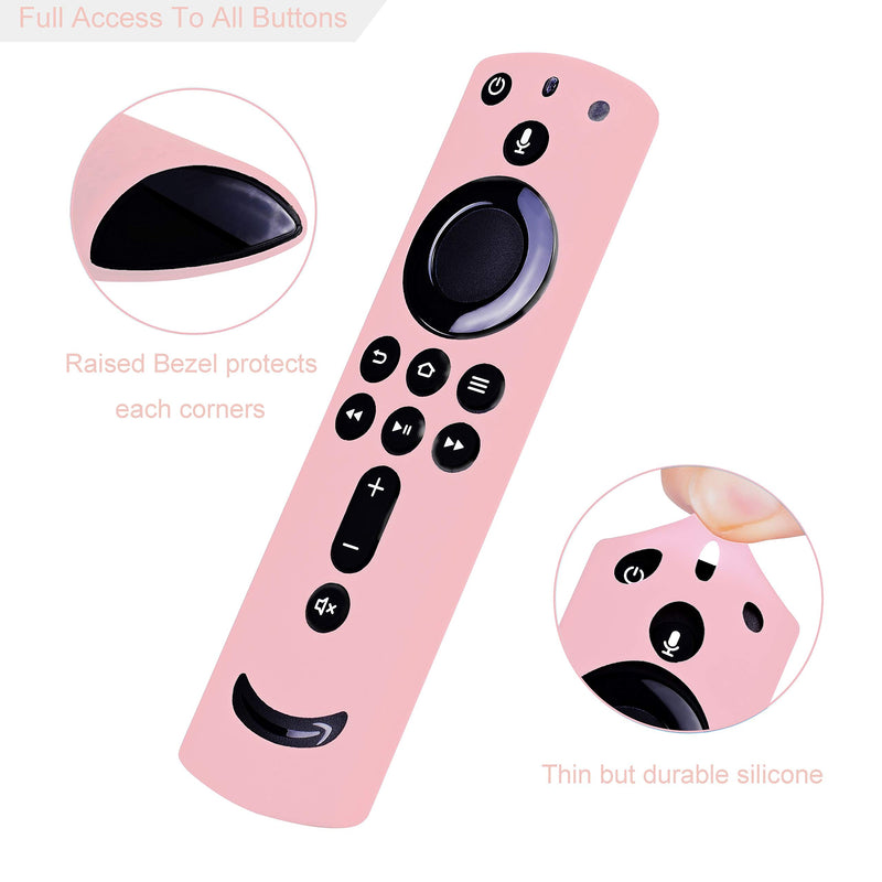 Remote Cover for Fire TV Stick 4K, Silicone Remote case for Fire TV Cube/Fire TV(3rd Gen) Compatible with All-New 2nd Gen Alexa Voice Remote Control, Lightweight Anti-Slip Shockproof (Pink) Pink