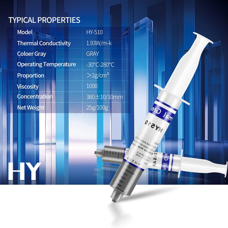 HY-510-100g Thermal Conductivity: >1.93W/m-k Thermal Paste, Carbon Based High Performance, Heatsink Paste, Thermal Compound CPU for All Coolers, Thermal Interface Material - 100g