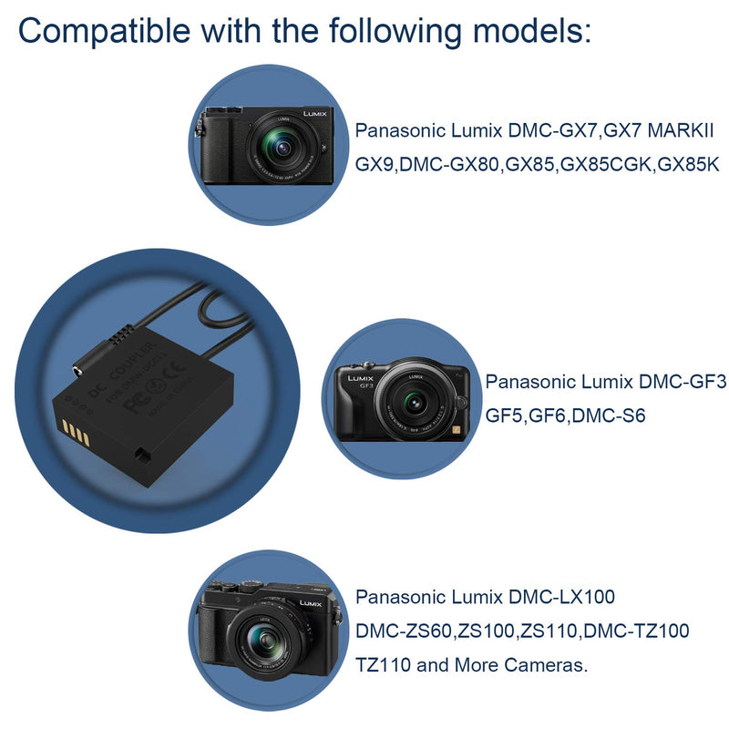 F1TP DMW-DCC11 USB-C Power Adapter DC Coupler Charger Set for Panasonic Lumix DMC-GF3, GF5, GF6, S6, GX7, GX7 Mark ii, GX9, GX80, GX85, GX85CGK, GX85K, LX100, ZS60, ZS110, ZS100, TZ100, Cameras.