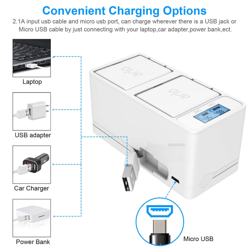 Feirsh 1 Pack 4800mAh Rechargeable Batteries and Dual Battery Charging Station Charger for Arlo Ultra 4K/Pro 3 (VMA5400)