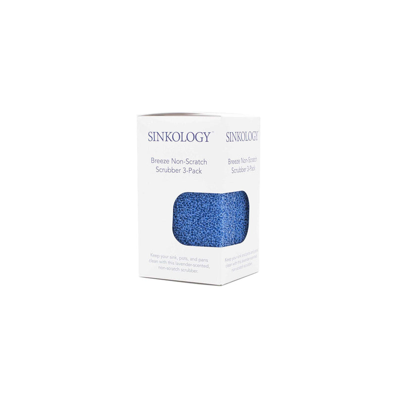 Sinkology SSCRUB-101-3 Breeze Non-Scratch and Odor Resistant Silicone Scrubber Package of 3 Sponges, Blue, 3 Piece