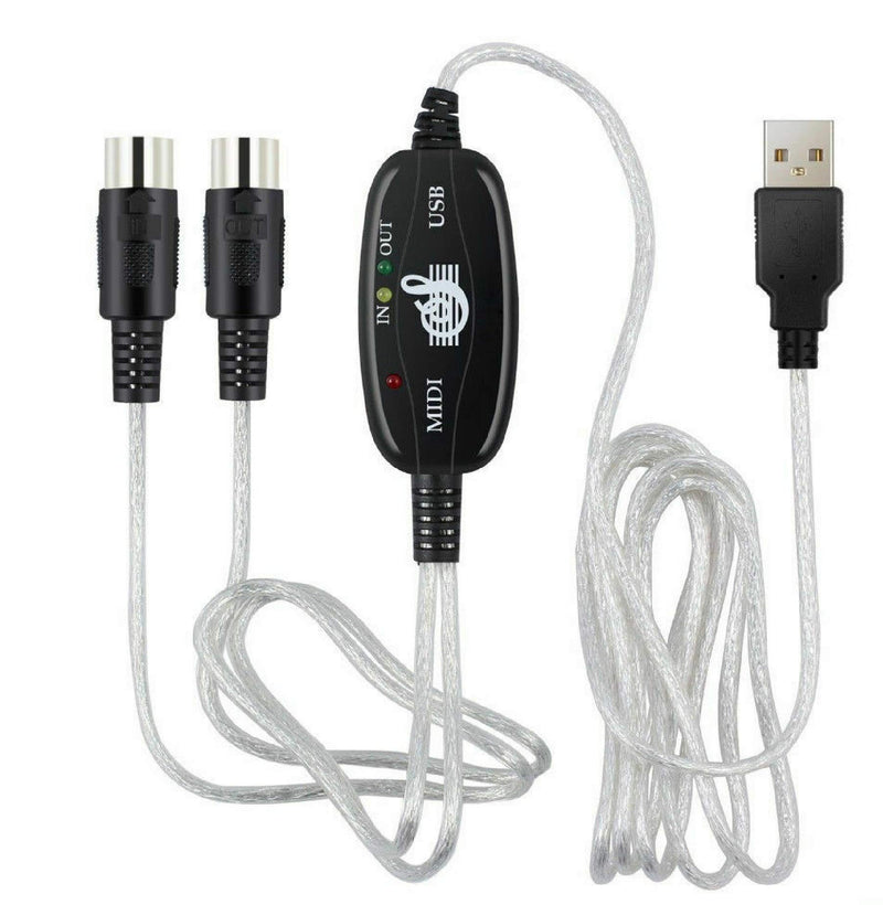 [AUSTRALIA] - USB IN-OUT MIDI Interface Cable Converter to PC Music Keyboard Adapter Cord 