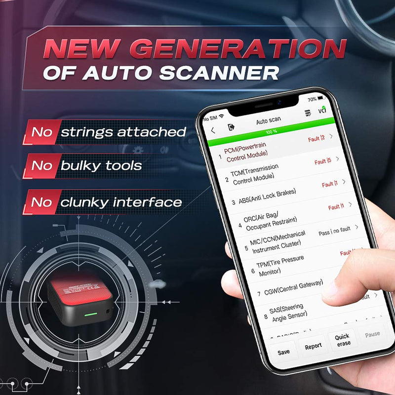 Autel MaxiAP AP200M OBD2 Scanner Bluetooth, Auto OBDII Diagnostic Scan Tool for iOS and Android, OE-Level All-System Diagnoses, Full OBD2 Function, Oil/SAS/BMS/EPB/DPF/Throttle Reset Functions