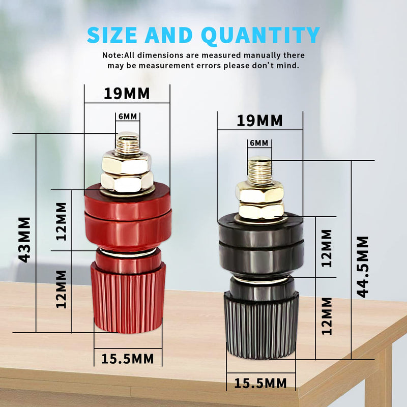 [AUSTRALIA] - DaFuRui 8Pack 6mm 1/4" Stud Premium Remote Battery Power Junction Post Connector Terminal Kit (4Pcs Red & 4Pcs Black) 
