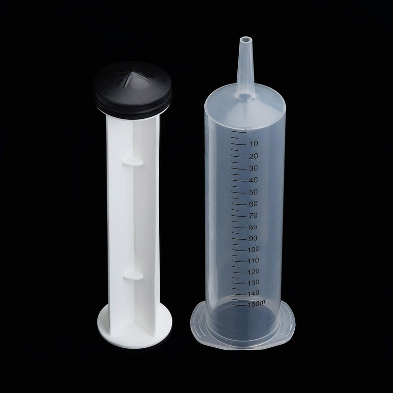 4 Pack 150ml Syringes, Large Plastic Garden Industrial Syringes for Scientific Labs, Measuring, Watering, Refilling, Filtration Multiple Uses