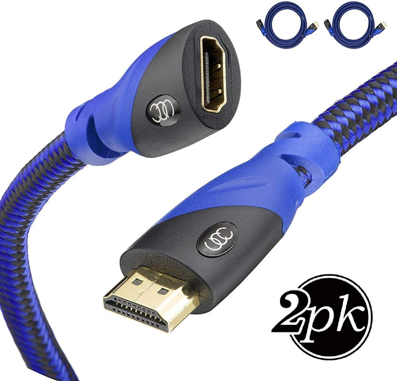 HDMI Extender - Male to Female, Extension Cable - 15 Feet - 2 Pack - High-Speed 4k HDMI Extender 15ft