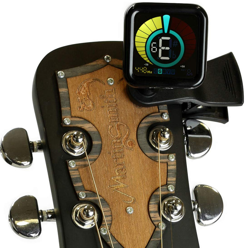 RockJam WeTune - A Clip-On Tuner for all instruments - Guitar, Bass, Ukulele, Violin & Chromatic Tuning Modes Black