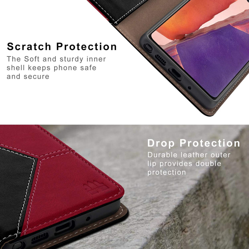 Caislean Wallet Case for Samsung Galaxy Note 20 Ultra 5G, PU Leather Folio Flip Cover, [RFID Blocking] Card Holder Slot Kickstand Cash Pocket Book Folding Case Fit for Galaxy Note 20 Ultra 5G 6.9" Red