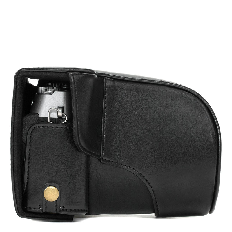 MegaGear Ever Ready Leather Camera Case and Strap Compatible with Fujifilm X-T30, X-T20, X-T10 (16-50mm / 18-55mm Lenses) Black