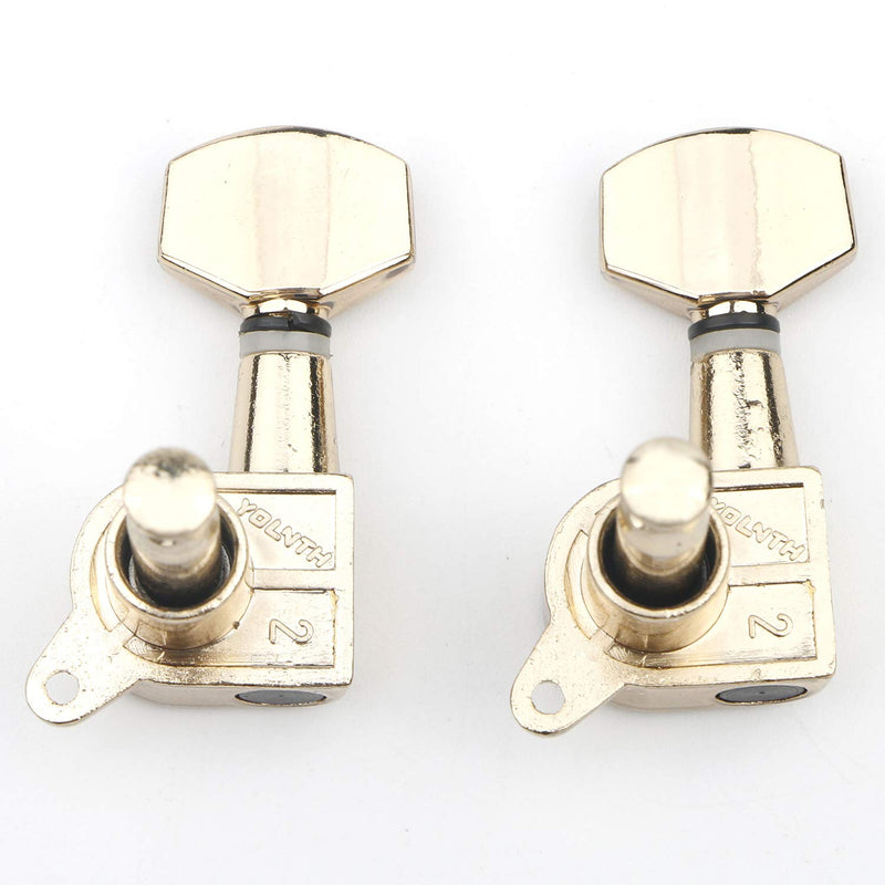 Unxuey 6R Semi-Closed Guitar Tuning Pegs Golden String Keys Set Machine Head Button Tuners Knobs Electric or Acoustic Guitar