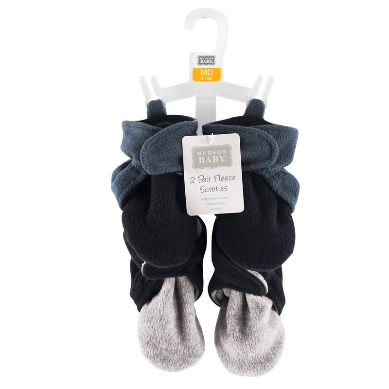 Hudson Baby Unisex-Baby Cozy Fleece Booties 0-6 Months Infant Blue Gray