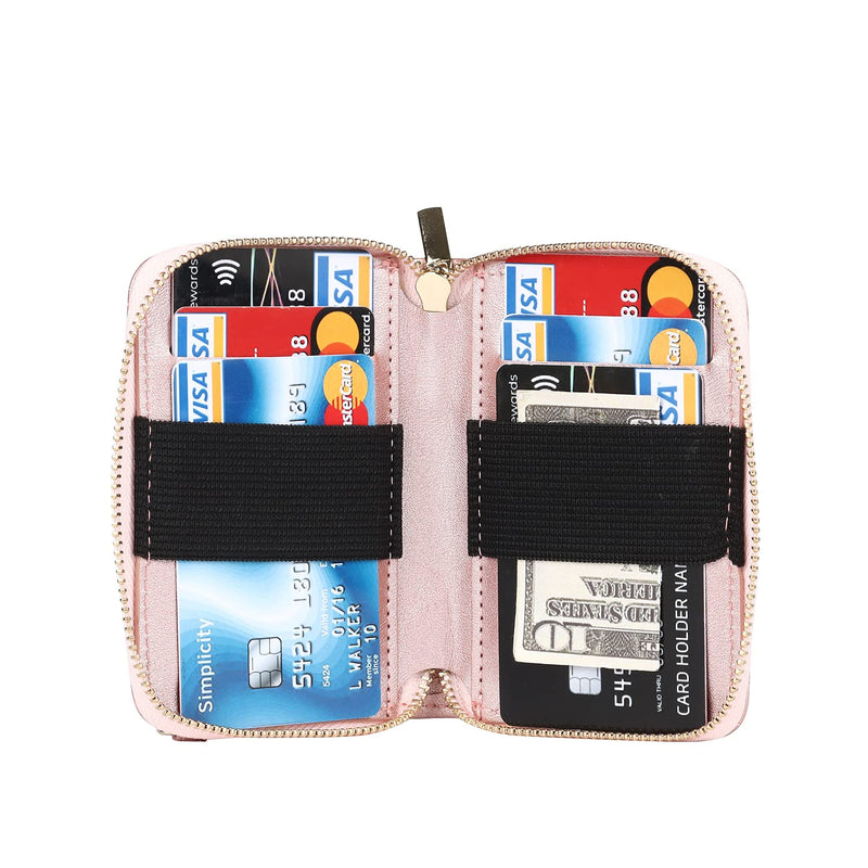 Jaorty Crossbody Detachable 2 in 1 Wallet Case for iPhone 12 and iPhone 12 Pro,Crossbody Case with Zipper Card Holder Bag Wrist Strap Lanyard Purse Compatible with iPhone 12/12 Pro 6.1 inch,Rosegold RoseGold
