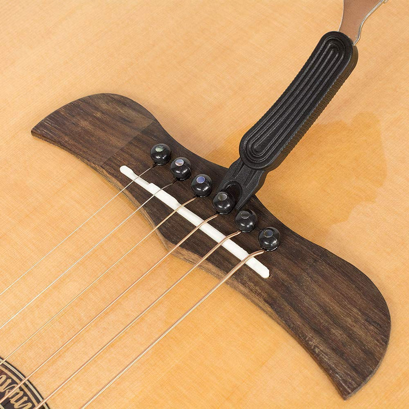 EastRock 3 in 1 Multifunction Guitar Winder String Cutter Puller-Acoustic Pins Black & Ivory, 6 Piece, Bridge Saddle and Nut (Black) Black1