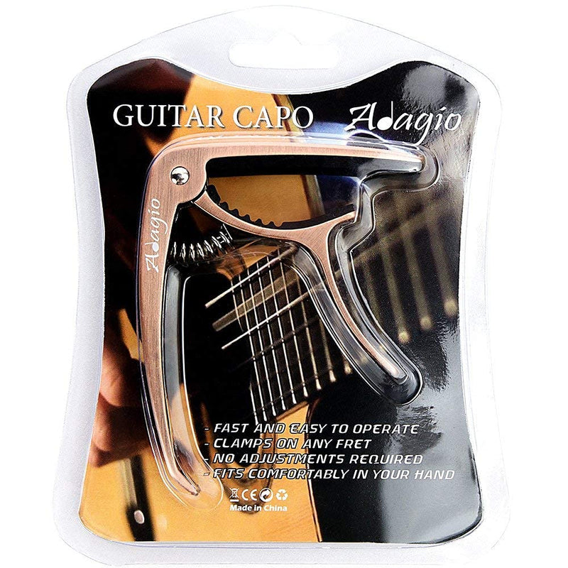 Adagio Pro DELUXE CAPO Suitable For Acoustic & Electric Guitars With Quick Release And Peg Puller In Bronze RRP £10.99