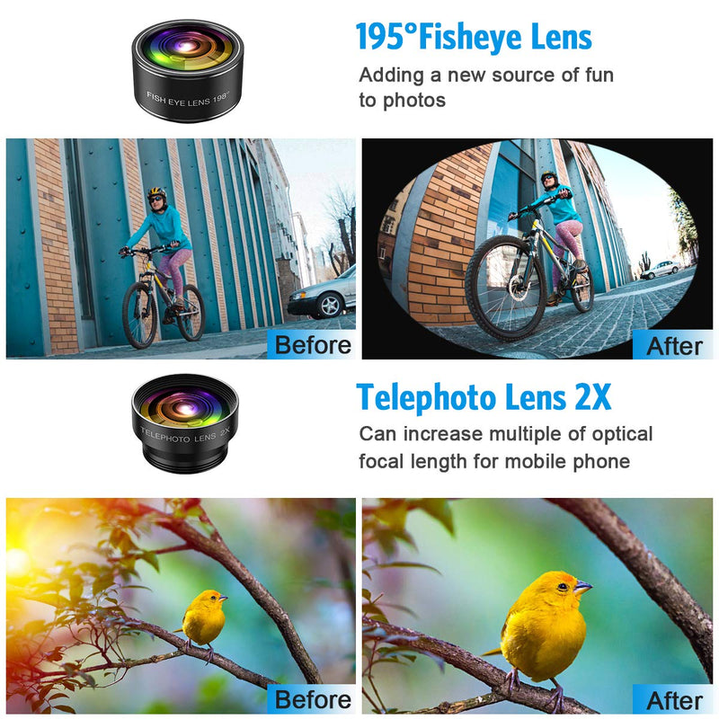 (Newest) Phone Camera Lens, 9 in 1 Lens Kit, Zoom Lens, 0.36X Wide Angle Lens + 0.63X Wide Lens + 15X Macro Lens + 20X Macro Lens + Fisheye Lens + CPL + Starburst Lens Telephoto Lens for Smartphone