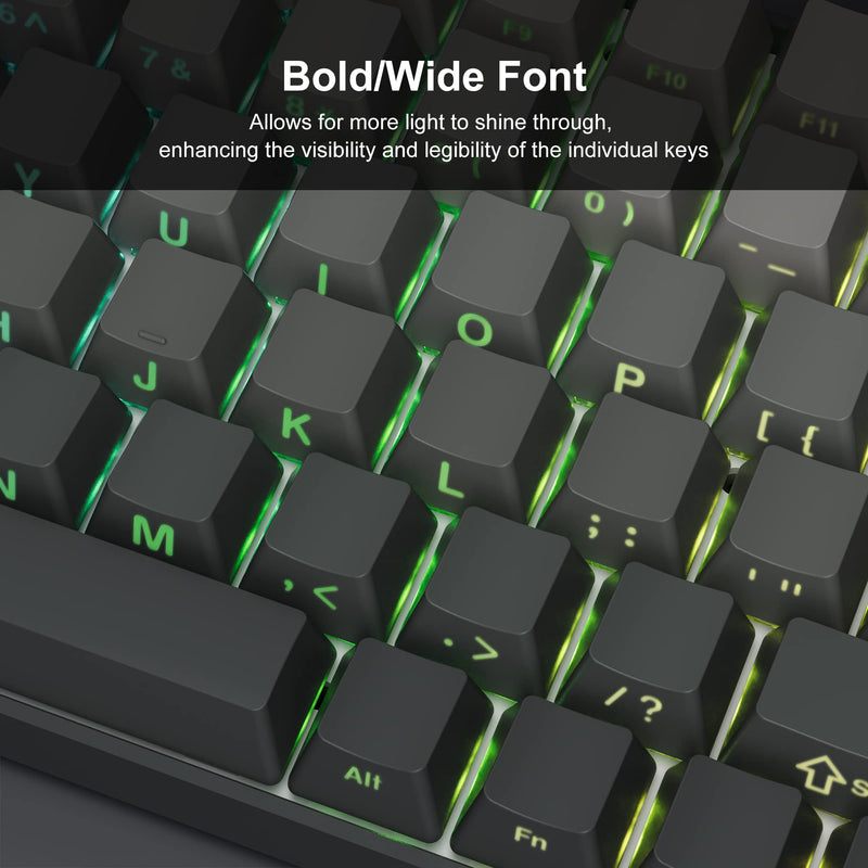 PBT Keycaps - Side Printed Keycap Set, Double Shot Shine Through Custom Keycaps, Gradient Gray Keycaps OEM Profile 136 Keys, Minimalist Style Phantom Keyboard Keycap for Mechanical Keyboards