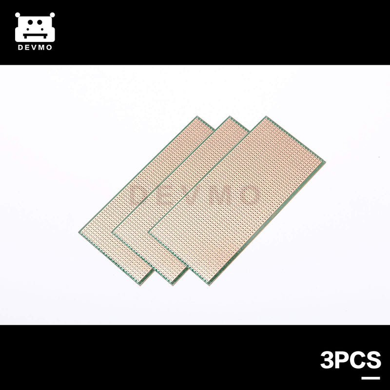 DEVMO 3PCS 6.5x14.5cm Stripboard Veroboard Uncut PCB Platine Single Side Circuit Perf Board for DIY Soldering and Electronic Project