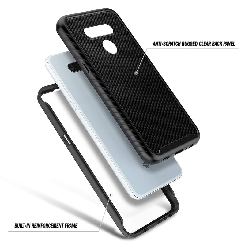 E-Began Case Compatible for LG Stylo 6 with [Built-in Screen Protector], Full-Body Shockproof Protective Rugged Black Bumper Cover, Impact Resist Durable Case -Carbon Fiber Carbon Fiber