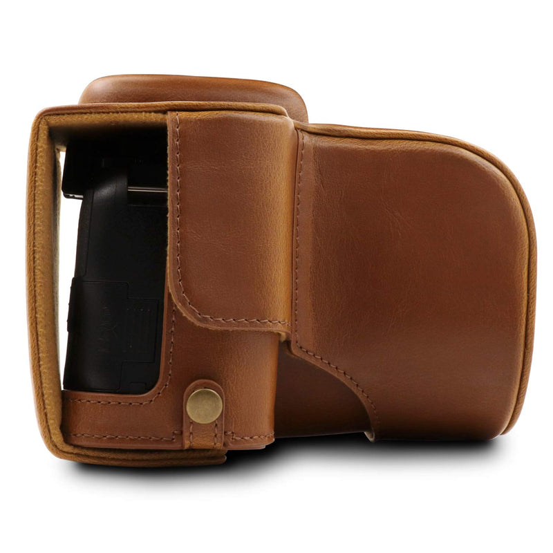 [AUSTRALIA] - Megagear MG1537 Nikon D3500 Ever Ready Leather Camera Case and Strap - Light Brown Compact 