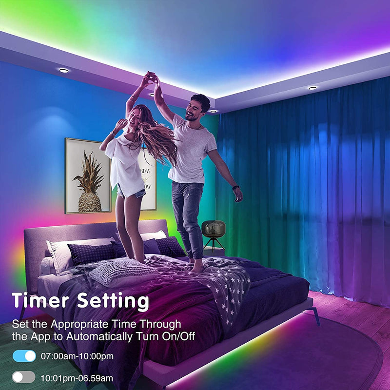 Dreamcolor Led Strip Lights，Tenmiro 32.8ft Rainbow Led Light Strips APP Control Music Sync Color Changing Chase Led Strip with Remote, Led Lights for Bedroom Kitchen Home Decoration, USB Power Supply Magic-color 32.8FT